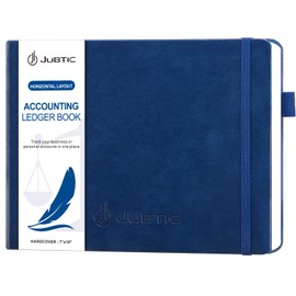 JUBTIC Accounting Ledger Book Horizontal - Expense Tracker Notebook & Columnar Journal, Financial Ledger Books for Small Business & Personal Bookkeeping(7”x10”,Navy Blue)