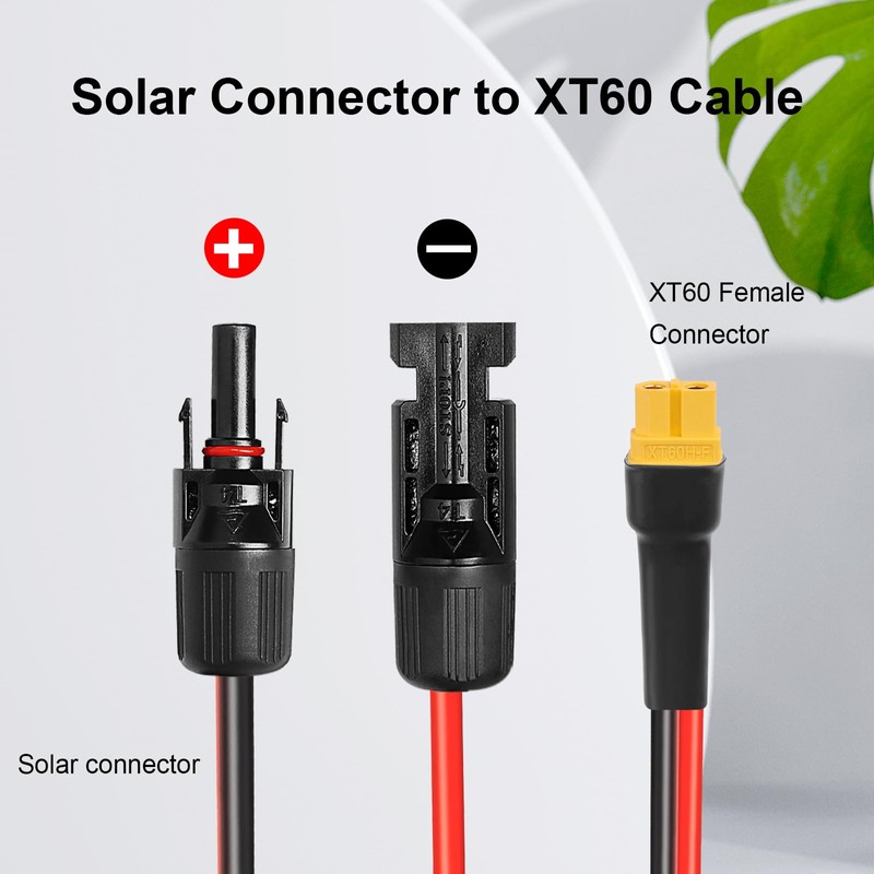 XRDS -RF Solar Connector to XT60 Cable 60FT, 10AWG Solar