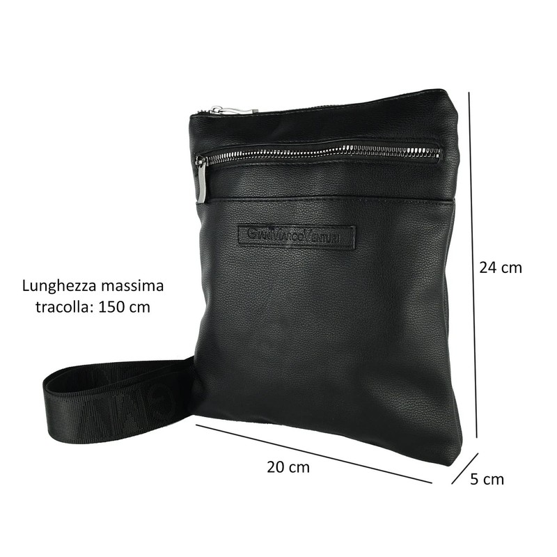 GianMarcoVenturi GIANMARCO VENTURI Men's Adjustable Shoulder Strap Faux Leather Multi-Pocket