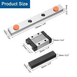 sourcing map MGN12 100mm Linear Guide Rail with MGN12C Sliding Carriage Block and Plastic Mini MGN12 Linear Guide for DIY 3D Printers and CNC Machine, Black