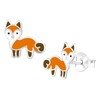 9mm Orange & Brown Fox Studs Solid 925 Sterling Silver