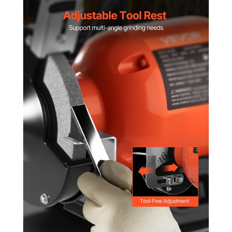 VEVOR Bench Grinder, 6-inch Single Speed Bench Grinder, 3450RPM High-Speed