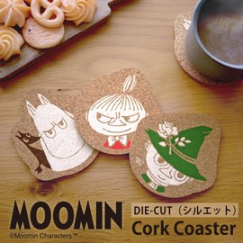 MOOMIN Maruei Nissan Cork Coaster 0.2 inch (4 mm) Thickness, Die Cut, Cork Material, Made in Japan, Water Absorbent, Quick Drying, Lightweight, Gift (Moomin Roll & Soft)