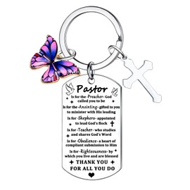 BESPMOSP Thank You Gifts for Pastor Keyring Religious Gifts for Women Men Christian Keyring for Pastors Appreciation Gifts Birthday Gifts for Preacher