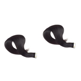 Minkissy 2pcs Real Human Hair Seamless Tape Hair Extensions Tape in Straight Seamless Wig Extensions for Women Reusable and Washable
