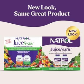 Natrol JuiceFestiv, Vitamins and Supplements for Nutrition & Well-Being, Antioxidants for Cellular Health, 60 Capsules (2-Count), Up to a 30 Day Suppl