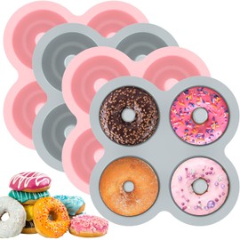 4 Molde de Silicona para Hornear Rosquillas, Molde para Donas Horneadas de 6 Cavidades, Molde Antiadherente para Hornear Magdalenas, Molde para Hornear Panque, moldes para Pasteles, Bagels