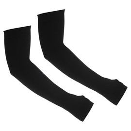 PATIKIL 1 Pair Arm Sleeves, Sun Protection Arm Sleeve Shade Cooling Arm Sleeves with Thumb Hole for Sports Hiking Riding, Black