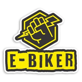 2 x 10cm E-Biker Lightning Bolt Vinyl Stickers - Yellow MTB Mountain Bike Men's Electric Sticker #70813