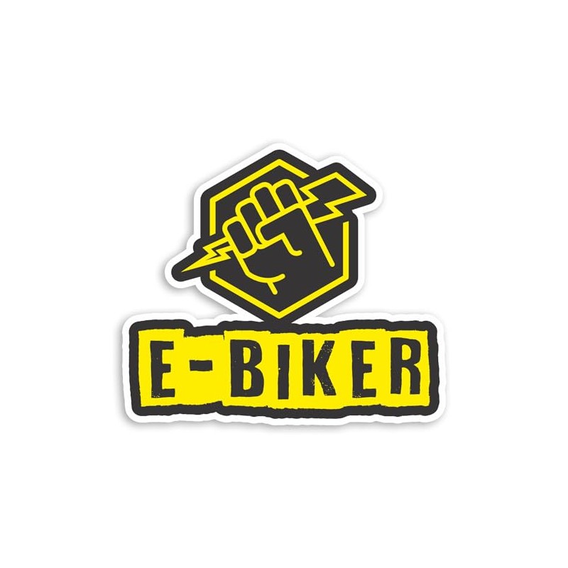 2 x 10cm E-Biker Lightning Bolt Vinyl Stickers - Yellow
