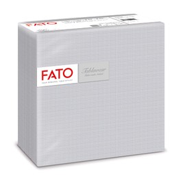 Fato - Trockene Papierservietten, Airlaid, Textileffekt, 50er Pack Servietten, Format 40x40 gefaltet in 4, Dekor Shade Silver