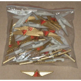 Lot - 50 Delta Airlines Plastic Junior Pilot "Kiddie Wings" Pins / Pinbacks