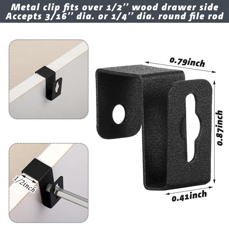 Hicarer 8 Pcs Metal Hanging File Bracket Clips Storage Hanging