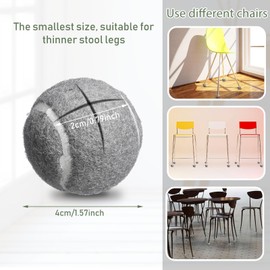 Macarrie 16 Pieces Precut Tennis Balls for Chairs Tennis Ball Foot Covers for Furniture Leg for Classroom Floor Protection Chair Desk Legs Coverings(Gray,4 cm)