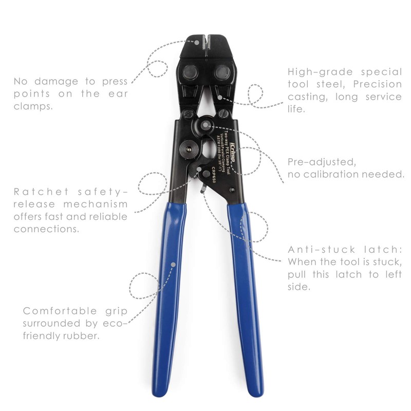 iCrimp PEX Cinch Tool for Stainless Steel Clamp-Vertical & Parallel