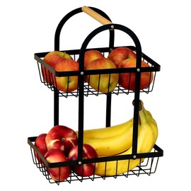 deccaro Fruit Basket Stand 2 Tier Black Small