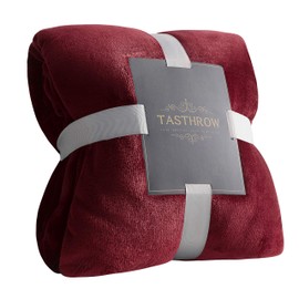 TASTHROW Cuddly Blanket, Soft Fleece Blanket, Sofa Throw, Soft and Warm Bedspread, Living Room Blanket, Couch Blanket (Burgundy, 130 x 180 cm)