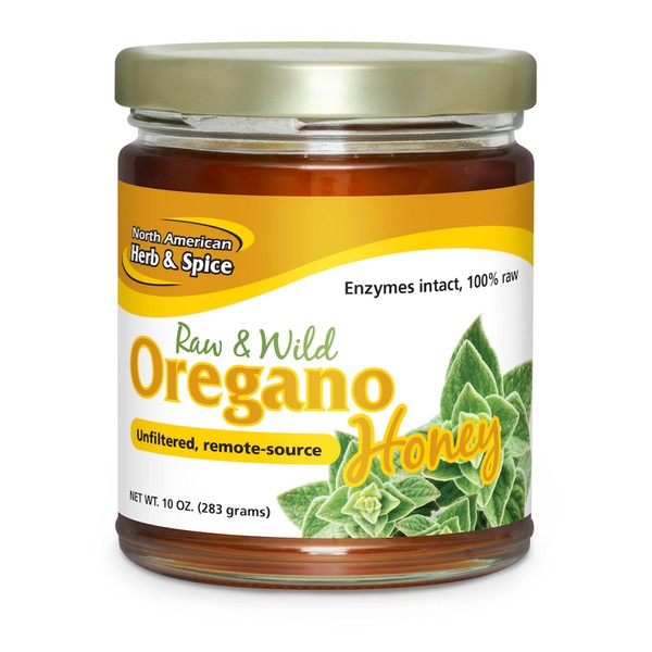 North American Herb & Spice Wild Oregano Honey - 10 oz. - Raw Honey - Natural Source of Magnesium, Potassium & B Vitamins - Non-GMO - 12 Servings
