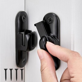 GUOYOU Sliding Door Lock, Sliding Door Lock 90/180 Degree Door Bolt Lock Door Lock Interior Stainless Steel Lock Bolt Door with Screws, for Sliding Doors, Bathroom, Garden, etc. Black