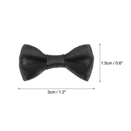 sourcing map 50pcs Black Bow Ties 1.2" x 0.6" Mini Bowknot for Crafting Little Satin Bows Bulk for DIY Sewing Scrapbooking Wedding Gift Present Home Decoration