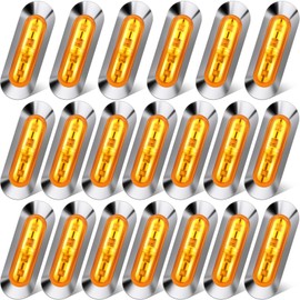 Tallew 20 Pcs Amber LED Side Marker Clearance Lights 3.7 Inch Side Marker Lights 4 Diodes Front Rear Turn Signal Indicator Light for Trailer Pickup Truck Tractor Van Rv Camper Waterproof