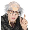 Fancy Dress Costume Old Man Comb Over Headpiece W/Eyebrows Old
