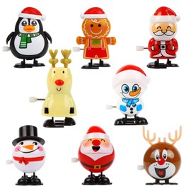 SULOLI Pack of 8 Wind Up Toys Christmas Clockwork Toy by Santa Claus Snowman Penguin for Children Christmas Party Gifts Decoration