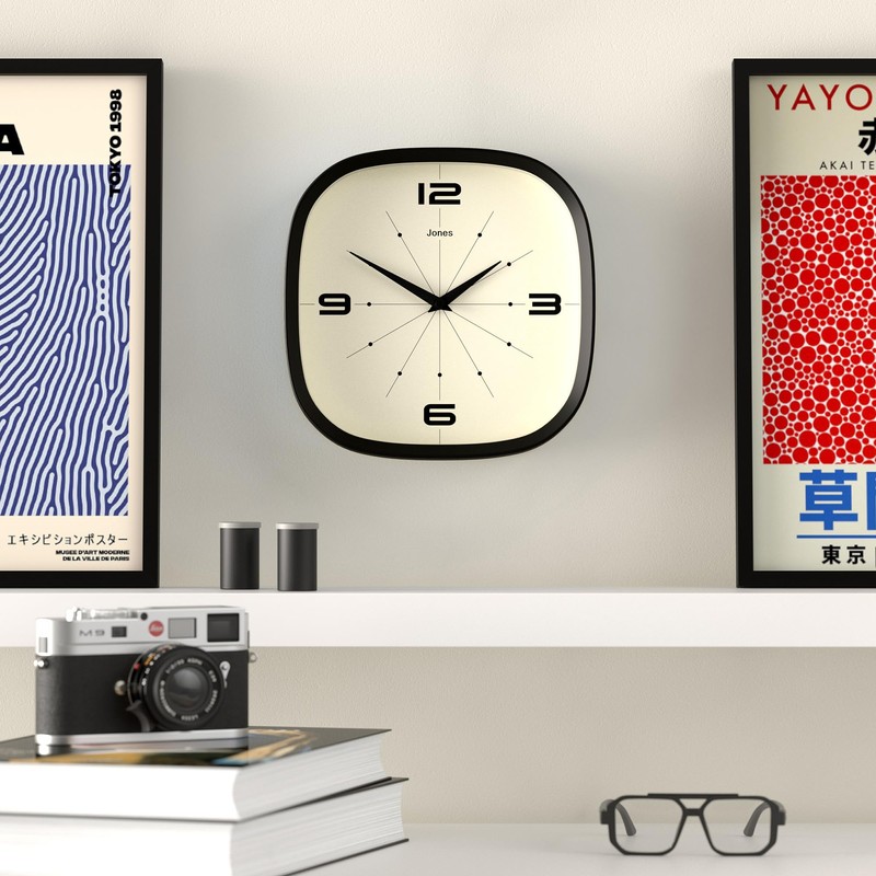 JONES CLOCKS® Pulsar Wall Clock | Retro Rounded Square Clock