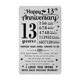 Richesele 13th Wedding Anniversary Card - Happy 13 Year Anniversary Wallet Card - 13 Years Anniversary Decorations Gifts for Husband Wife Him Her