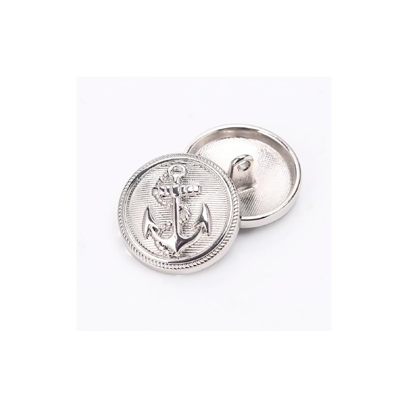 10Pcs Clothes Buttons - Metal Boat Anchor Pattern Sewing Buttons