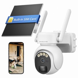 HOSAFE.COM 4G LTE Cellular Security Camera Wireless Outdoor, No WiFi Security Camera with Solar Panel, Off Grid Cell Camera for Jobsite, Built-in SIM Card