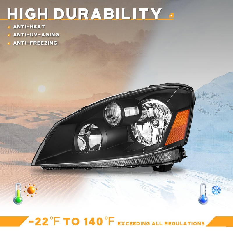 Halogen Headlights for 2005-2006 Nissan Altima Headlight Assembly Compatible with