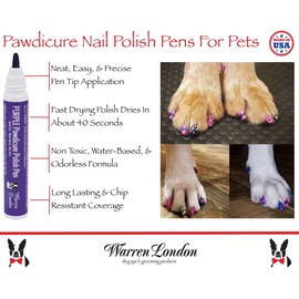 Warren London Pawdicure Dog Nail Polish Pen- Non Toxic, Odorless, & Fast Dry Made in USA- 13 Colors