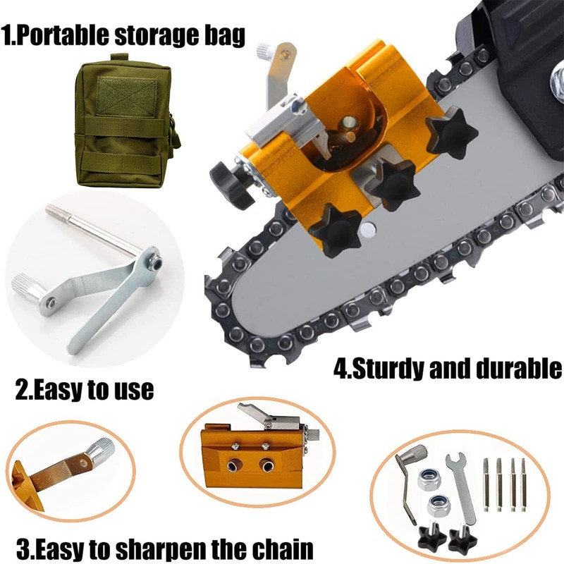 Chainsaw Chain Sharpening Jig, Deluxe Saw Sharpener Accessories Kit for