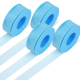 Obeyalash 4 Rolls Lash Extension Tape - Eyelash Tape for Lash Extensions Micropore Tape Silicone Gel Tape Green Blue Pink Medical Tape for Lashes, Makeup, Wound Care, Sensitive Skin (4pcs Blue)