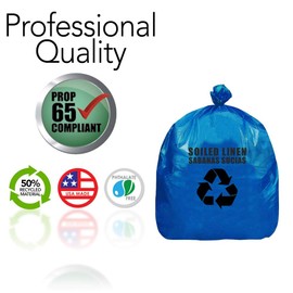 RESILIA Heavy Duty Soiled Linen Bags - Hospital Waste Disposal, Laundry Bag, Trash Liner, Sanitary Storage, OSHA Approved, Dark Blue, 33 Gallon, 29" W x 43" L, 1 Mil, 0.001 Inch, 25 Bags, Made in USA