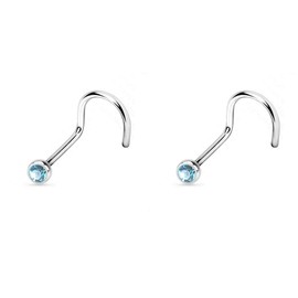 Titanium Nose Piercing Stud, Set of 2 Nose Studs Piercing, 2.0 mm Crystal, Titanium,