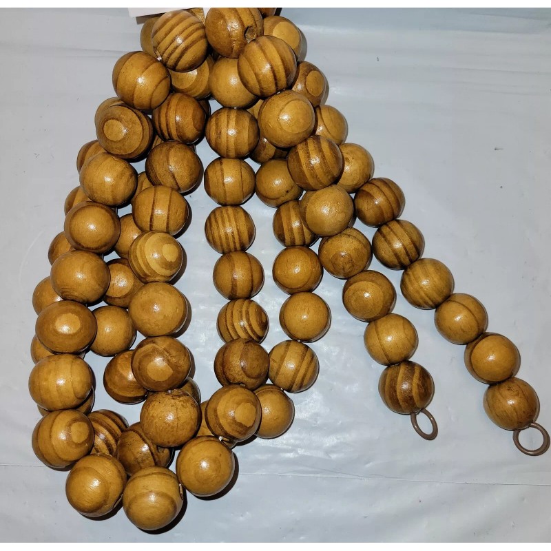 Cracker Barrel Brown Wood Bead Garland 6’ Christmas Beaded Wooden