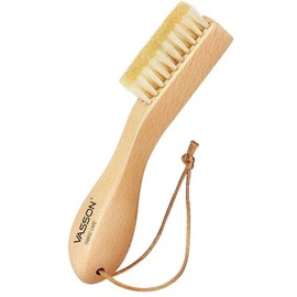 VASSON Natural Soft Boar Bristle Laundry Stain Brush, Laundry Scrub Brush,Laundry Brush for Stains on Clothes, Gentle Stain Remover for Knits, Cotton, and Linens