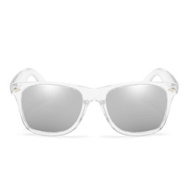 LongKeeper Polarized Sunglasses Classic Transparent Frame Square Glasses for Women Men (Transparent Silver)