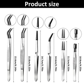 6 PCS Rubber Tipped Tweezers, Pvc Coated Precision Tweezer Flat Straight Tip Tweezer Craft Jewelry Anti Scratch Long Craft Tweezers Tools for Crafting Beads Jewelry Stamps Succulents Pet(White)