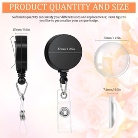40 Pieces DIY Retractable Badge Holder Reel and Glass Cabochon, Nurse Badge Reel with Alligator Clip ID Card Name Badge Holder for Nurses Doctors Teachers Students