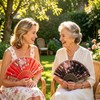 VerdeBlomm 2Pcs Handheld Fans | ‌‌Floral Pattern‌ Hand Held Fan
