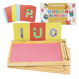 Montessori Sand Trays for Classroom, Wooden Sand Writing Tray with Lid, Sand Letter Tracing Tray with Pen Cards for Kids, Life Skills Classroom Must Haves