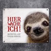 Metal Sign with Sloth Motif and Saying "Betreten auf eigene