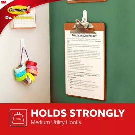 Command Medium White Hooks, Indoor Use, Holds 3 lbs (17001ES)