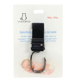 Vizaro Luxe Titanium Pram Hooks - Pack of 2 - For Hanging Bags, Backpacks, Etc - Velvet Straps - 15 kg - 360º - Includes Replacement Straps - Original Gift for Newborns