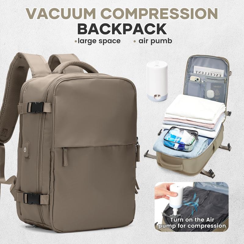 Vacuum Travel Backpack - Save 30% Space with Compression, Carry-On