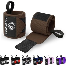 TECEUM Muñequeras de Levantamiento de Pesas con Lazo para el Pulgar - Café - Modo Bestia - 12 Pulgadas - Soporte de Muñeca de Entrenamiento