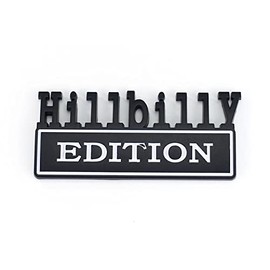 Hillbilly Edition | Emblem for Gluing | 3D Plastic Sticker | Matte Black / White